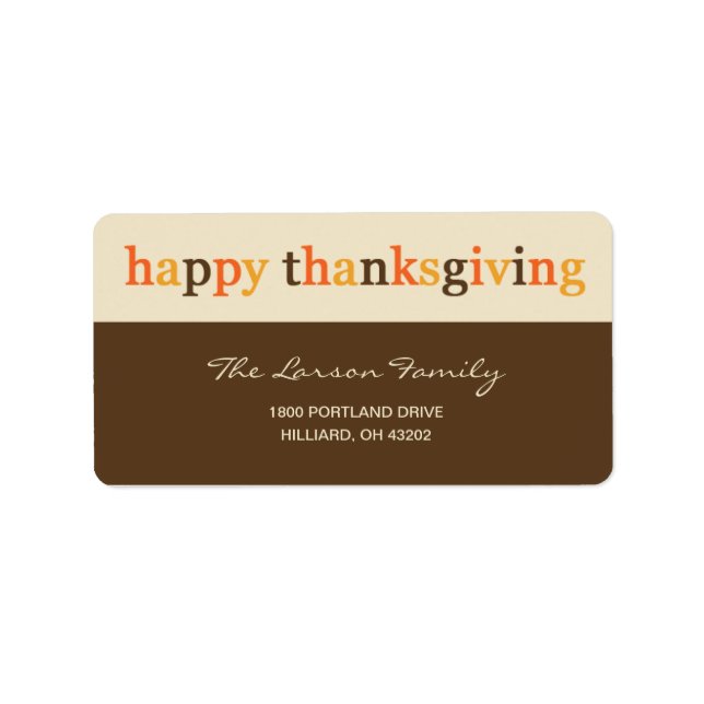 Remerciements à Thanksgiving Étiquette de adresse (Devant)