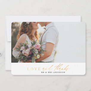 Remerciements Amour et mercis d'or épousant le carte de