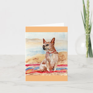 Remerciements Aquarelle de Trixie, le chi, Carte de note pliée