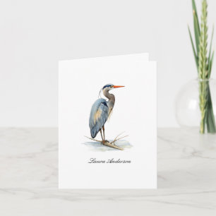 Remerciements Aquarelle Heron Bird Carte de note pliée