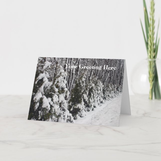 Remerciements Arbres habillés dans la carte de voeux de neige (Devant)