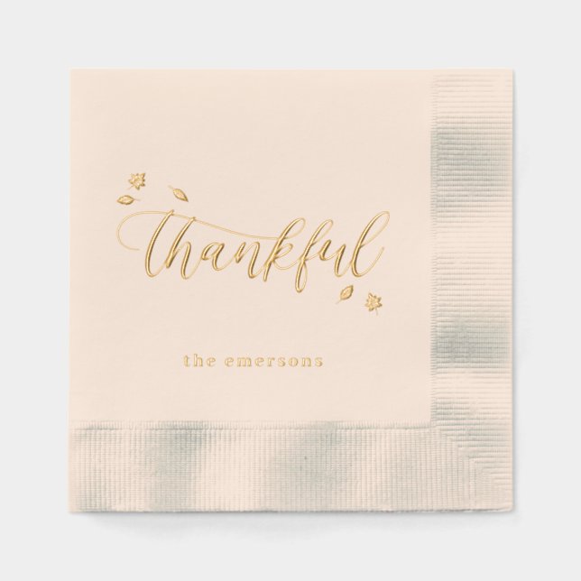 Remerciements Automne Thanksgiving Foil Stamped Na (Recto)