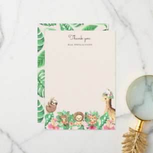 Remerciements Baby shower Animaux Safari mignons Carte de remerc