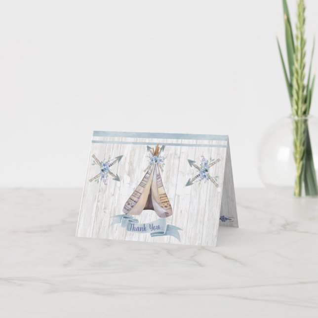 Remerciements | Bébé Bleu Douche Boho Chic Teepee (Devant)
