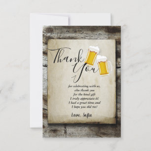 Remerciements bière, applaudissements rustique carte de remercie