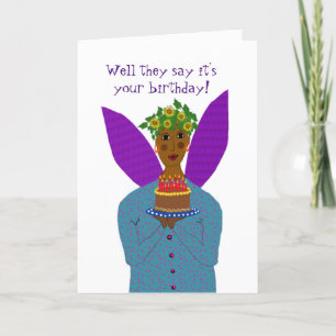 Remerciements Black Birthday Angel apporte une carte de gâteau