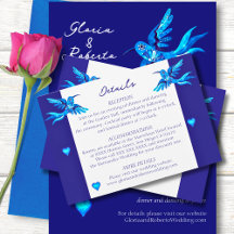 Blue Birds Boho Mariage mexicain carte de boîtier