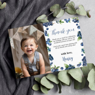 Remerciements Blueberry Sweet 1er anniversaire Carte de remercie