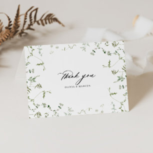 Remerciements Boho Elegant Mariage Botanique Plier Carte de reme