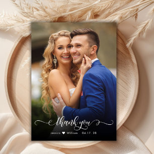 Remerciements Boho Modern Script Mariage photo Carte de remercie