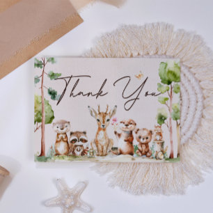 Remerciements Bois Animaux Boho Baby shower Carte de remerciemen