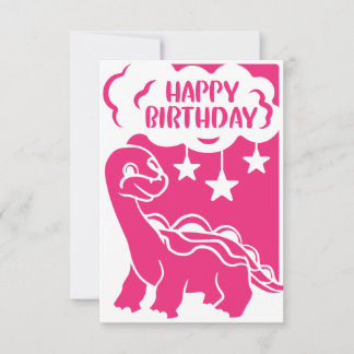 Remerciements Bonne carte de voeux Anniversaire rose Dinosaur