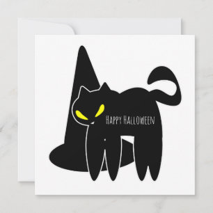 Remerciements Bonne carte de voeux Halloween   Chat noir Déplais