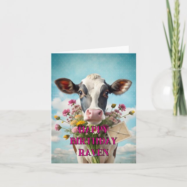 Remerciements Bonne fête drôle carte de vache (Devant)