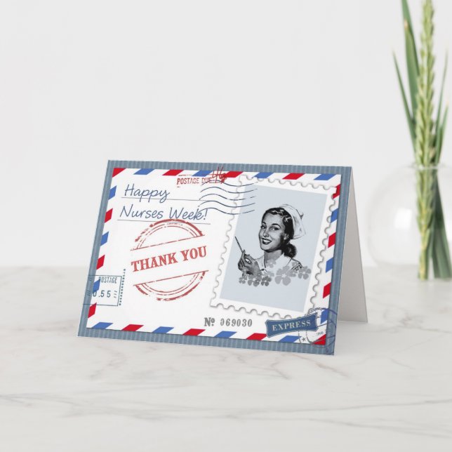 Remerciements Bonne Semaine des infirmières. Carte de voeux Retr (Devant)