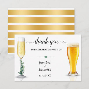 Remerciements Bulles & Brews Douche Mariage plat Carte de remerc