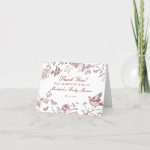 Remerciements Burgundy Toile Jouy Vintage Floral Carte de remerc