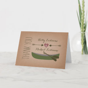 Remerciements Canoë rustique + Coeur avec le carte de