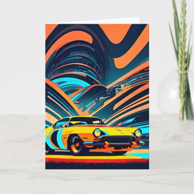 Remerciements Carte à billets vierges de voiture de course jaune (Devant)
