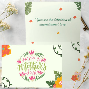 Remerciements Carte colorée de la fête des mères florales
