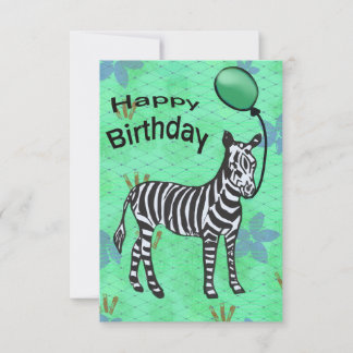 Remerciements Carte d'anniversaire de fête Zebra