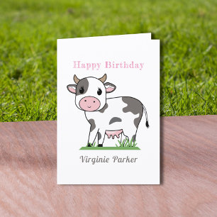 Remerciements Carte d'anniversaire de la Vache mignonne