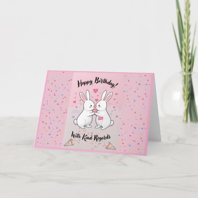 Remerciements Carte d'anniversaire de lapin adorable (Devant)