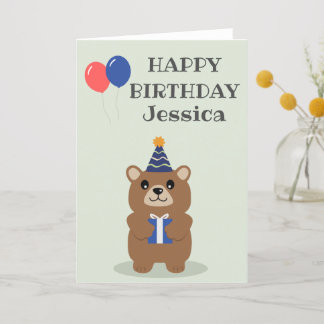 Remerciements Carte d'anniversaire de l'ours caricatural mignon 
