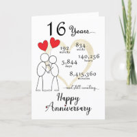 Carte d'anniversaire de mariage 16 ans avec ballon