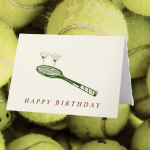 Remerciements carte d'anniversaire de tennis et martinis