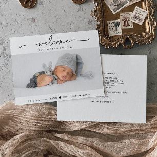 Remerciements Carte d'annonce de naissance avec photo de bienven