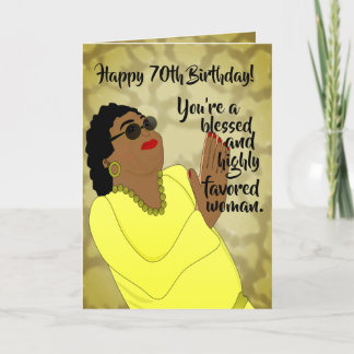 Remerciements Carte de 70e anniversaire de la femme afro-américa
