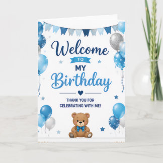 Remerciements Carte de bienvenue d'anniversaire Ourson Bleu pour