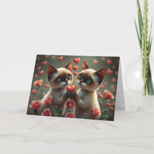 Remerciements Carte de chat Romantique Valentines (Devant)