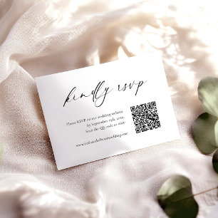 Remerciements Carte de code RSVP QR de mariage moderne noir et b