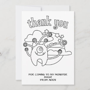 Remerciements Carte de coloriage pour enfants monstres, cadeau d