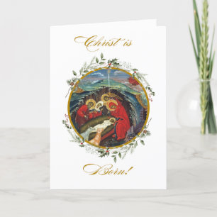 Remerciements Carte de crèche Holly Wreath