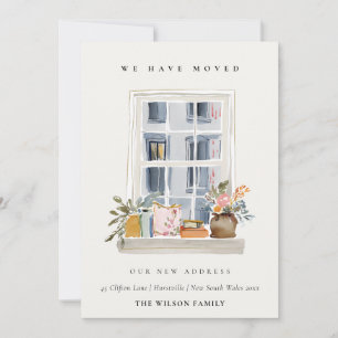 Remerciements Carte de déménagement Chic Appartement Fenêtre Flo