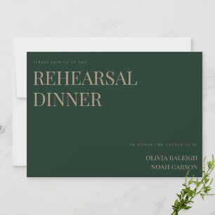 Remerciements Carte de Dîner de Répétition Verte Moderne Et Élég