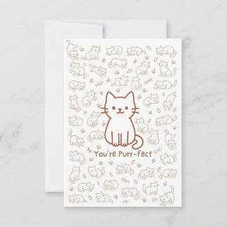 Remerciements Carte de doodle de chat minimaliste | Dessin au tr