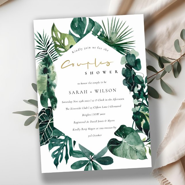 Remerciements Carte de douche Monstera Green Leafy Hexagonal Cou (Créateur téléchargé)