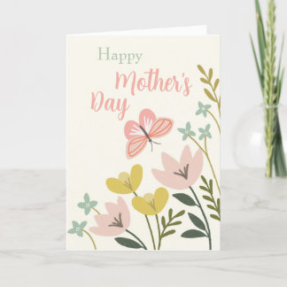 Remerciements Carte de fête des mères aux papillons roses