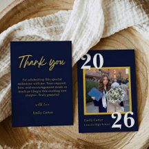 Carte de fin d'études personnalisée Navy Bleu prom