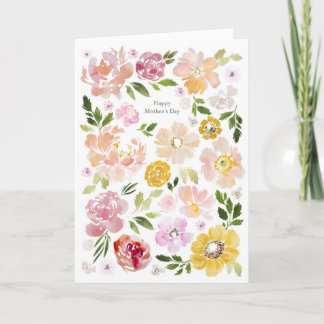 Remerciements Carte de fleurs aquarelle pour la fête des mères