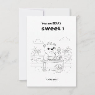 Remerciements Carte de la Saint-Valentin à colorier avec un ours