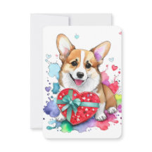Carte de la Saint Valentin Corgi - Chien d'aquarel