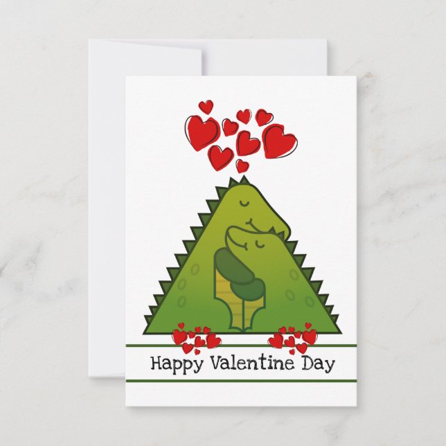 Remerciements Carte de la Saint-Valentin pour un couple de dinos (Devant)