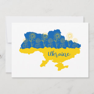 Remerciements Carte de l'Ukraine avec tournesol et drapeau ukrai