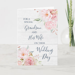 Remerciements Carte de mariage florale rustique pour petit-fils 