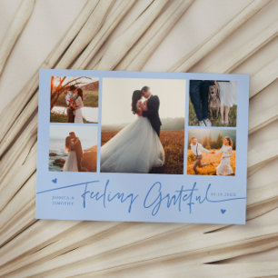Remerciements Carte de mariage multi-photos bleu glacé 'Sentimen